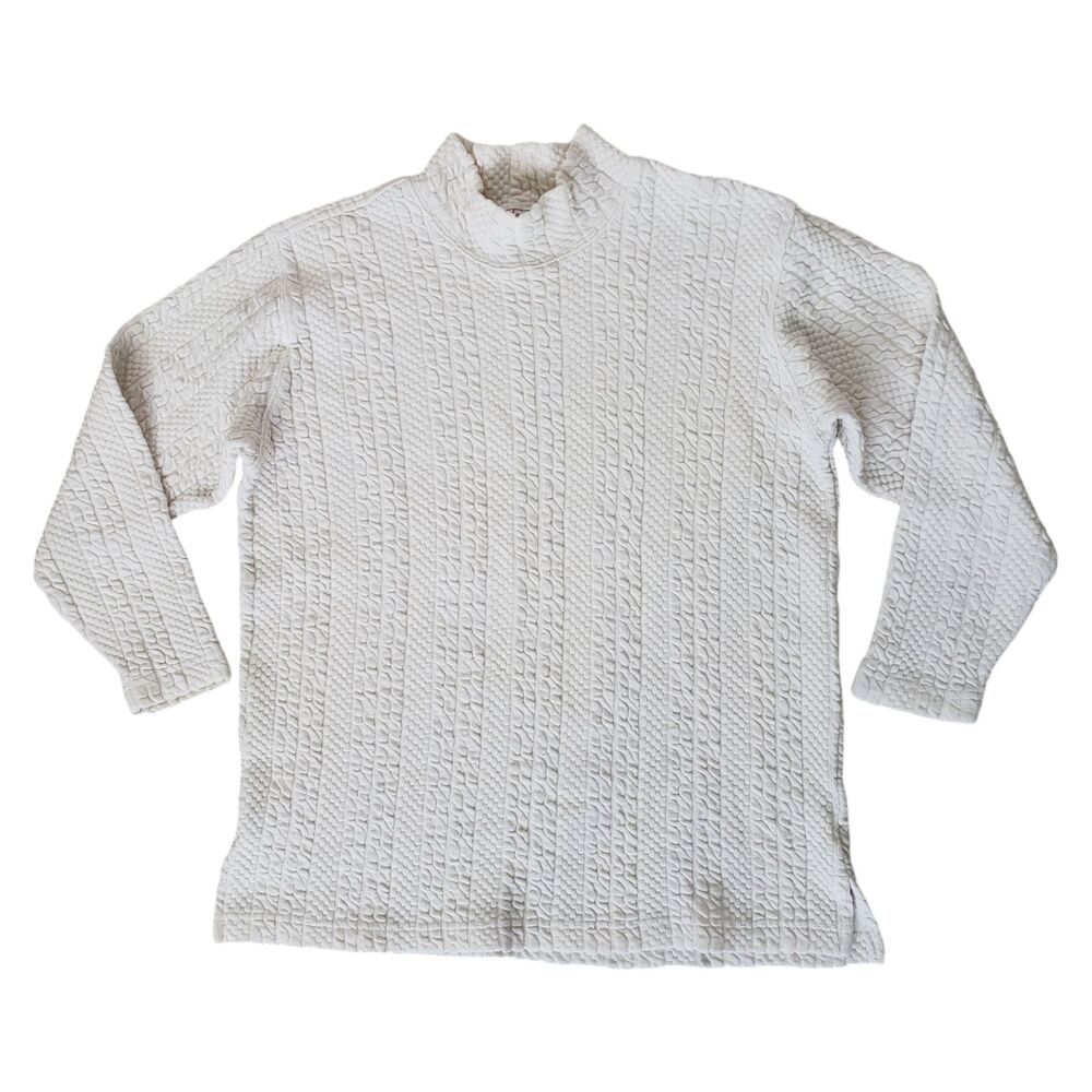 Vintage Talbots Sweater Womens Small Petite Cable Knit Mock Neck 90s